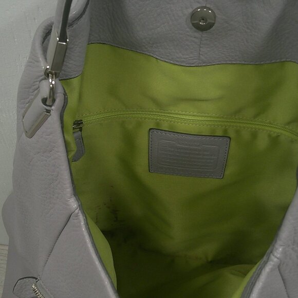 Coach Madison Phoebe Soft Pebbled Gray Minimalist Leather shoulder bag | Purse - Picture 13 of 16